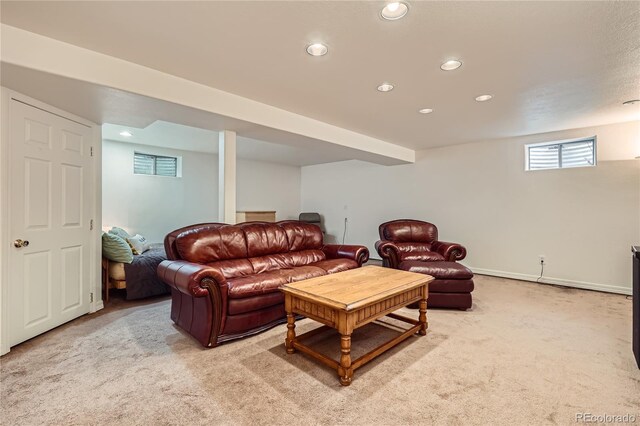 2023 S Rifle St, Aurora, CO 80013 - living area featuring light colored carpet and recessed lighting