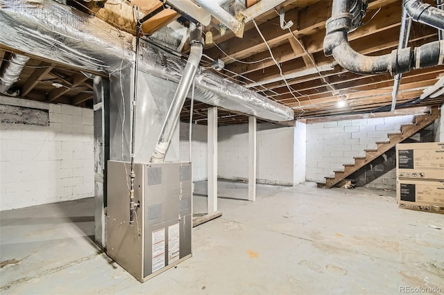 view of unfinished basement