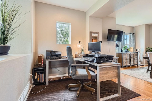 9424 Ridgeline Blvd, Highlands Ranch, CO 80129 - office space with wood finished floors and a textured wall