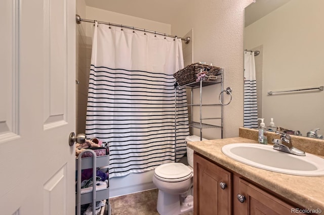 9424 Ridgeline Blvd, Highlands Ranch, CO 80129 - full bathroom with vanity, a shower with curtain, and a textured wall