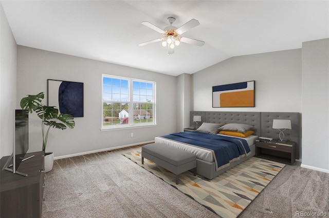 8237 W 54th Ave Unit 2, Arvada, CO 80002 - carpeted bedroom featuring vaulted ceiling and ceiling fan