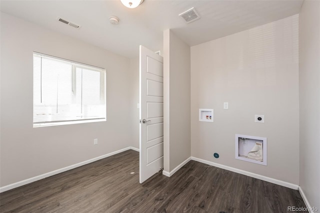 laundry area with washer hookup, laundry area, visible vents, and electric dryer hookup