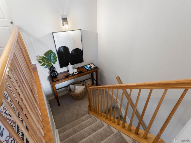 stairway with carpet floors