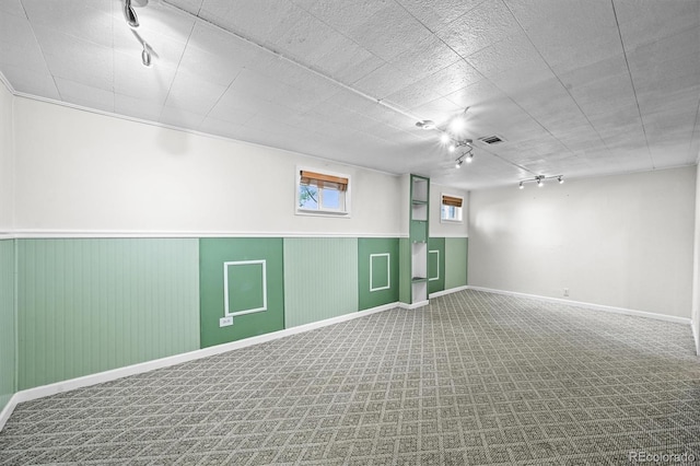 3306 S Logan St, Englewood, CO 80113 - basement with rail lighting and wainscoting