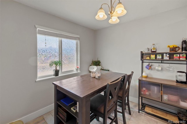 1944 Carmel Dr, Colorado Springs, CO 80910 - dining space featuring a chandelier and light tile patterned floors