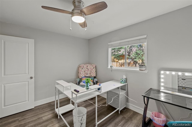 1944 Carmel Dr, Colorado Springs, CO 80910 - home office with wood finished floors and ceiling fan