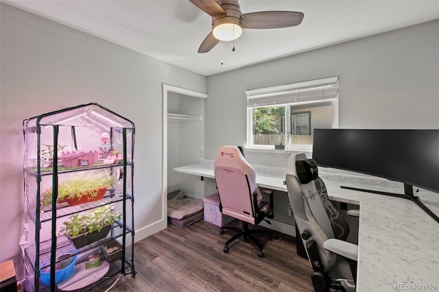1944 Carmel Dr, Colorado Springs, CO 80910 - office featuring wood finished floors and ceiling fan