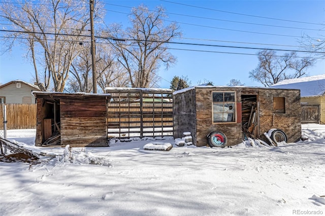 view of snow covered structure