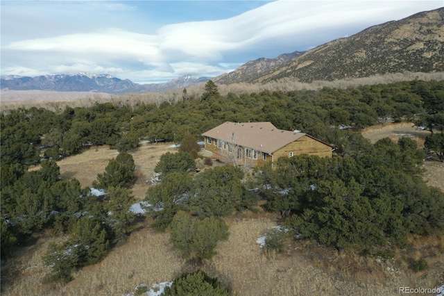 aerial view with a mountain view