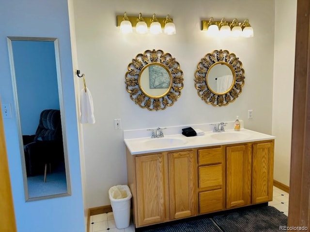 bathroom featuring tile patterned flooring and vanity