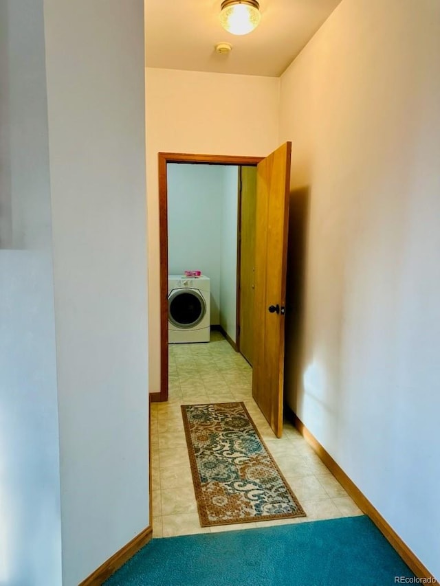 hallway featuring washer / dryer