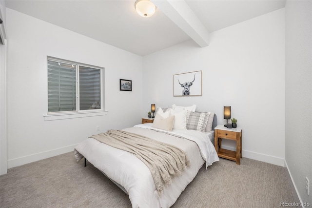 21482 E 60th Ave, Aurora, CO 80019 - bedroom with light carpet, beamed ceiling, and baseboards