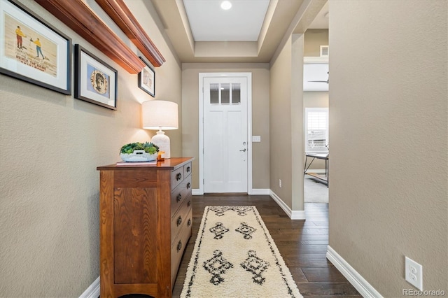 doorway to outside featuring dark hardwood / wood-style floors