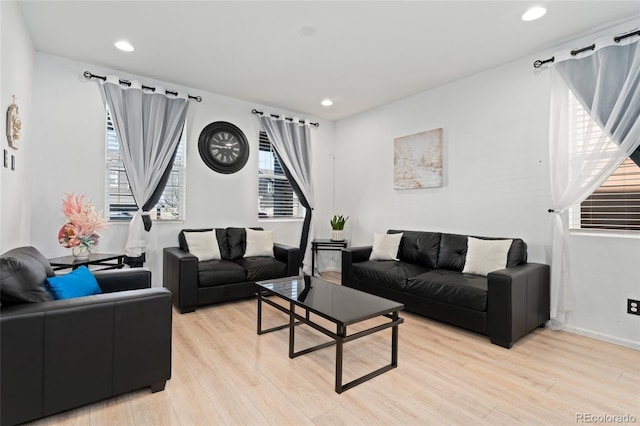 living room with light wood-type flooring