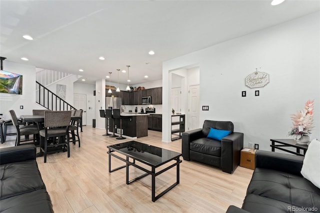 living room featuring light wood-type flooring