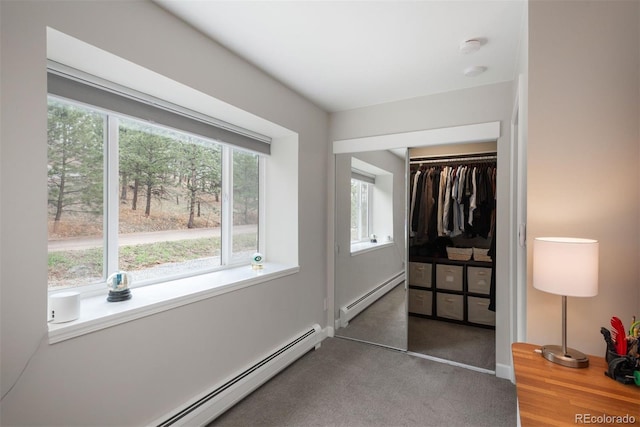 5382 S Pine Rd, Evergreen, CO 80439 - bedroom featuring baseboard heating, carpet flooring, and a closet