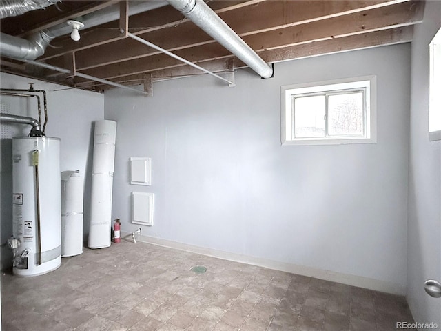 basement featuring water heater