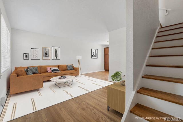 2872 Jasmine St, Denver, CO 80207 - living room with light wood-type flooring and stairway