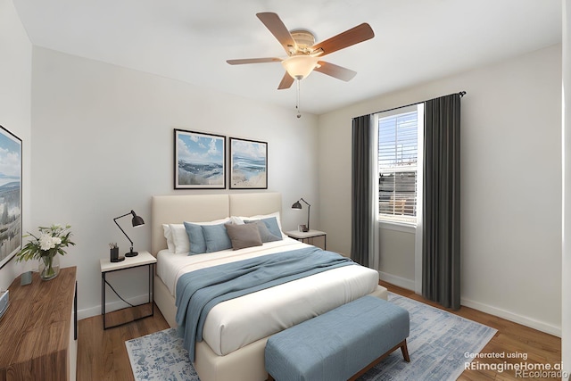 2872 Jasmine St, Denver, CO 80207 - bedroom featuring wood finished floors, baseboards, and a ceiling fan