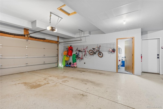 garage with a garage door opener