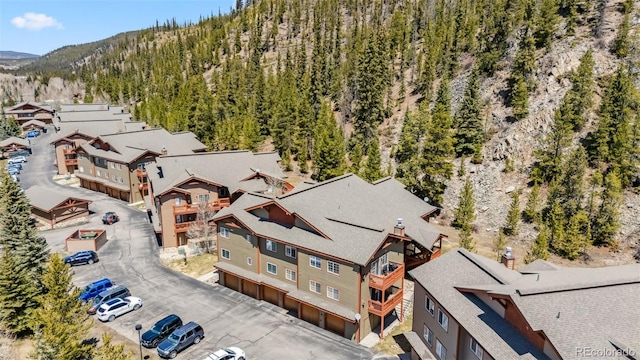 bird's eye view with a mountain view