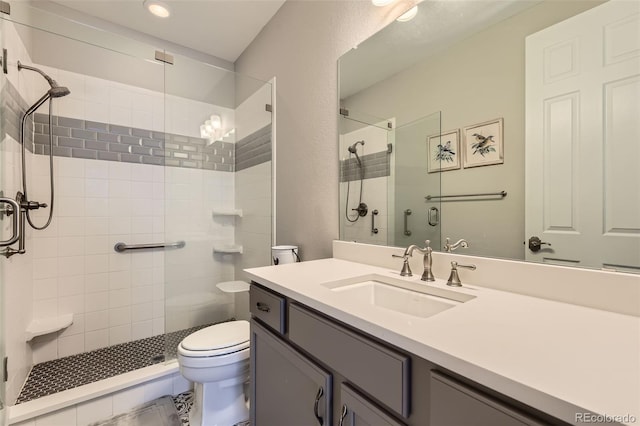 2905 Morningbird Ln, Castle Rock, CO 80109 - full bathroom with vanity, tiled shower, and recessed lighting