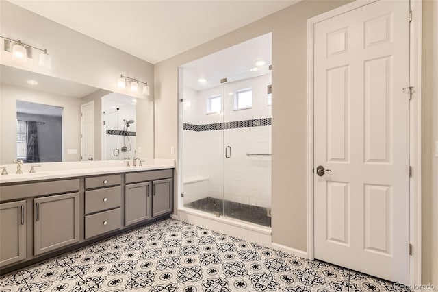 2905 Morningbird Ln, Castle Rock, CO 80109 - full bathroom with a shower stall and double vanity