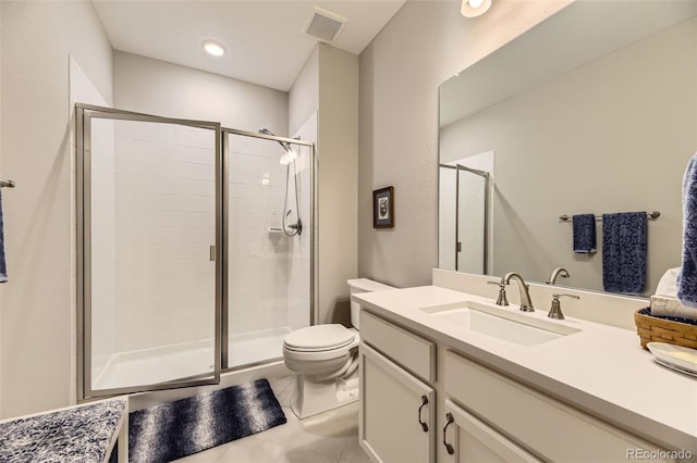 2905 Morningbird Ln, Castle Rock, CO 80109 - bathroom with a stall shower, vanity, and tile patterned flooring