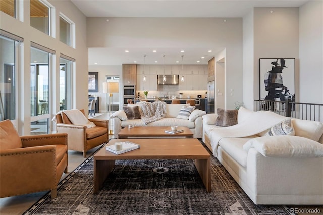 living room featuring sink