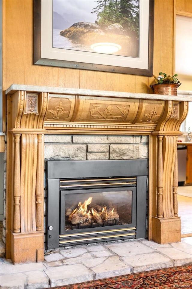 9045 W Ithaca Pl, Denver, CO 80235 - detailed view of a glass covered fireplace and wood walls