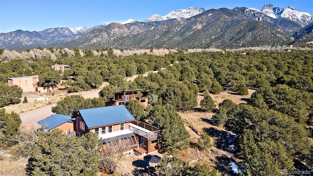 bird's eye view with a mountain view