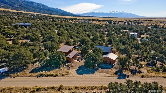 drone / aerial view with a mountain view