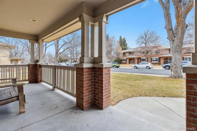 view of patio featuring covered porch