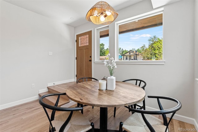 1048 Knox Ct, Denver, CO 80204 - dining space featuring baseboards and light wood finished floors