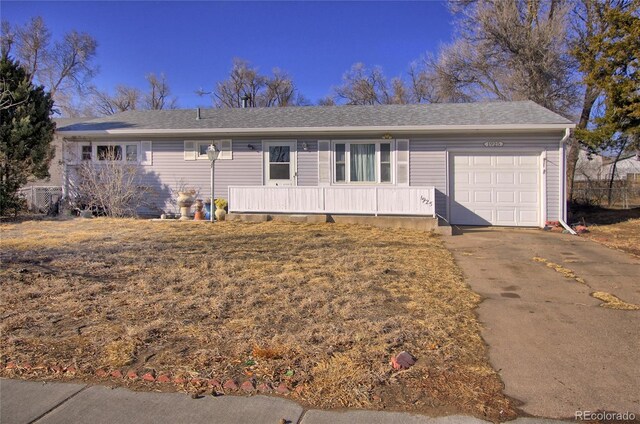 single story home with a garage