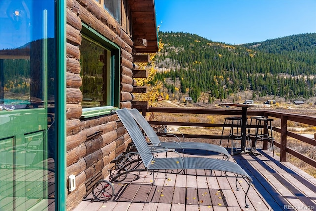 deck featuring a mountain view