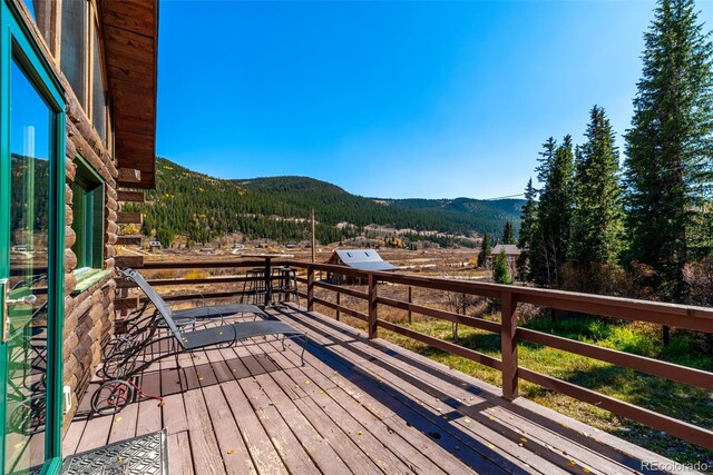 deck featuring a mountain view