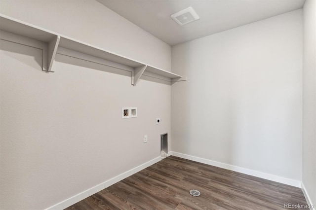 laundry room with laundry area, hookup for a washing machine, baseboards, and hookup for an electric dryer