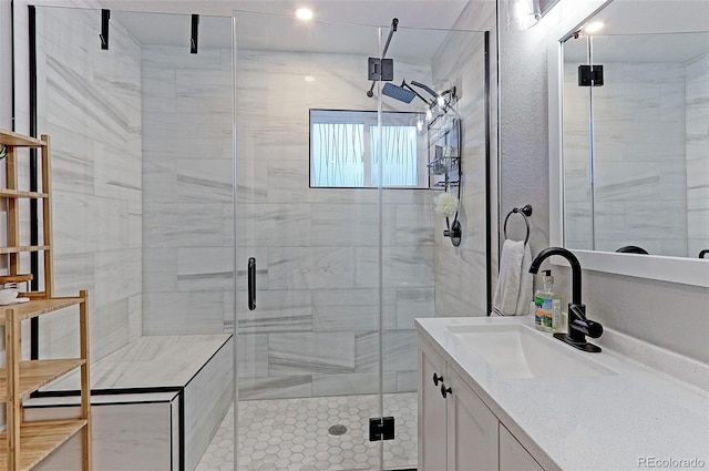 2337 S Franklin St, Denver, CO 80210 - bathroom featuring vanity and a shower stall
