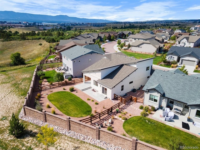 bird's eye view with a mountain view