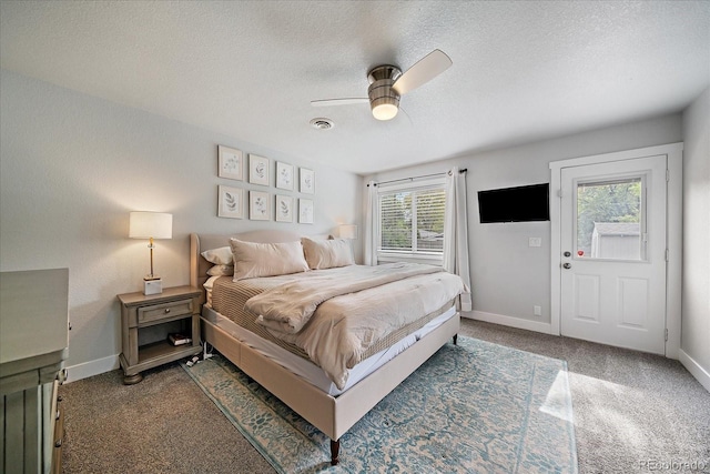 2865 S Cherry Way, Denver, CO 80222 - bedroom with carpet floors, a textured ceiling, baseboards, and a ceiling fan