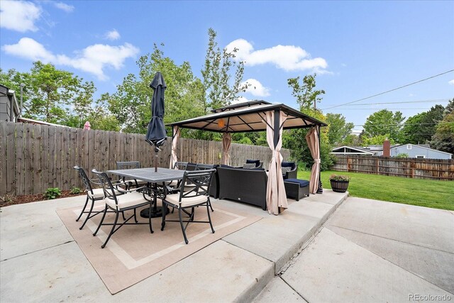 2865 S Cherry Way, Denver, CO 80222 - view of patio with an outdoor living space, a gazebo, and outdoor dining area