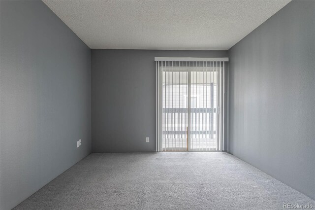 spare room featuring carpet and a textured ceiling