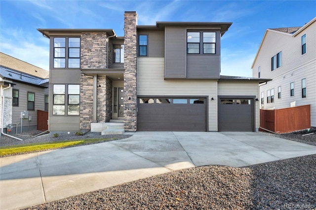 contemporary house featuring a garage