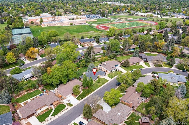 drone / aerial view with a residential view