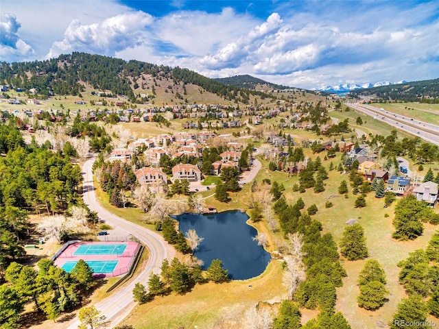 23585 Genesee Village Rd Unit E, Golden, CO 80401 - aerial perspective of suburban area featuring a water and mountain view