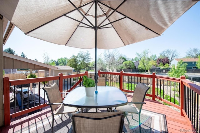 9700 W 88th Pl, Westminster, CO 80021 - wooden terrace with a fenced backyard and outdoor dining area
