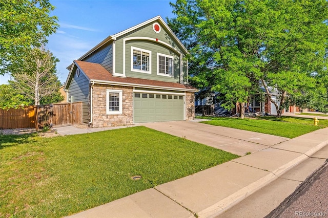 14712 Josephine St, Thornton, CO 80602 - view of front of property with an attached garage, stone siding, and concrete driveway