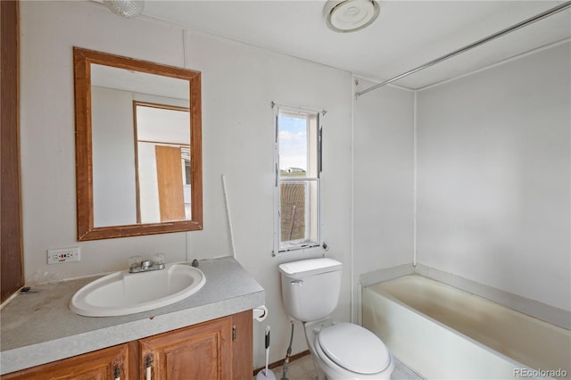 35275 Book Rd, Yoder, CO 80864 - bathroom with vanity, toilet, and washtub / shower combination