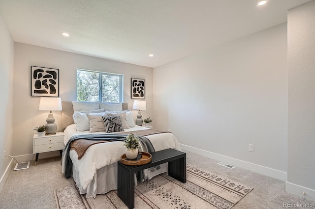 5555 Julian St, Denver, CO 80221 - bedroom with baseboards, recessed lighting, and light carpet
